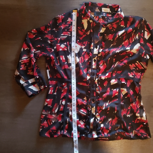 L, Red & Black with Lace & Ruffle Laura Blouse - Picture 9 of 11